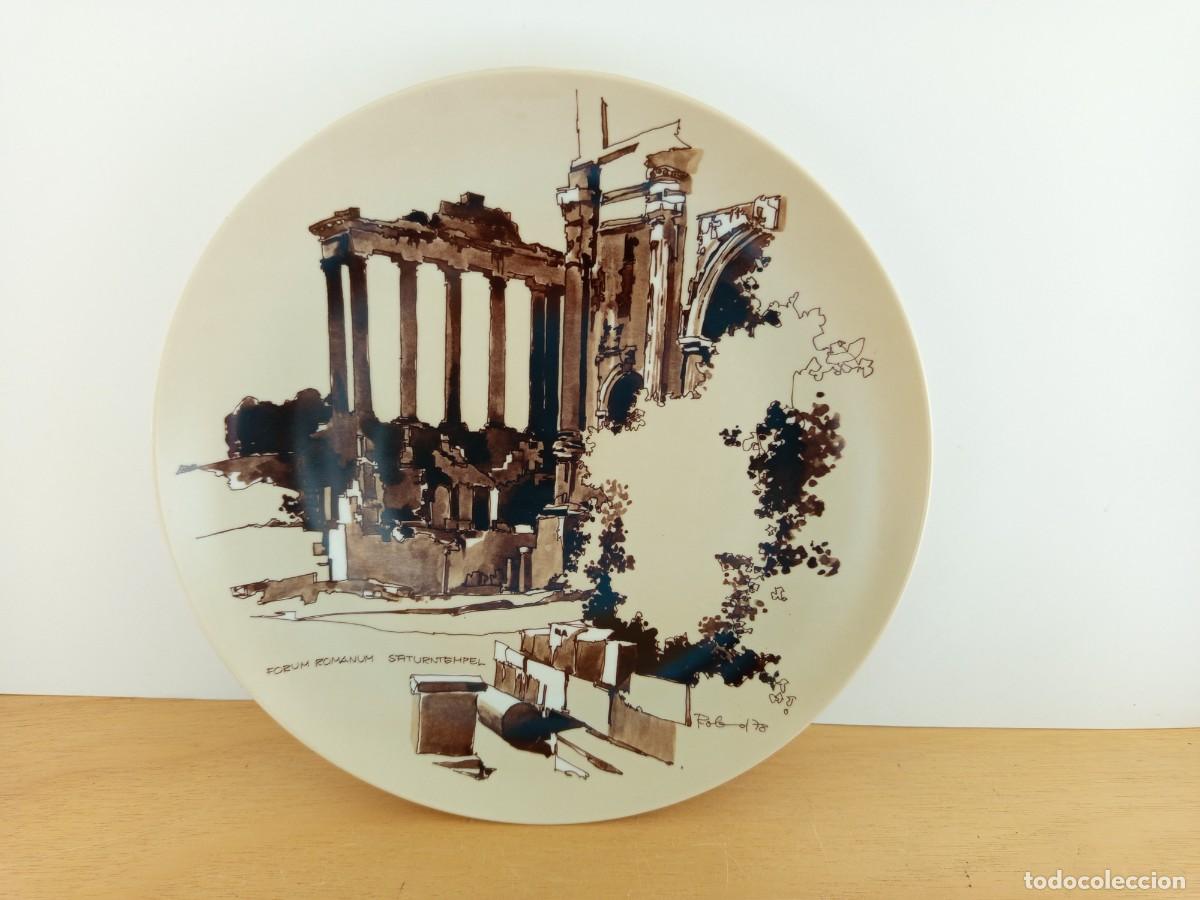 Antig&uuml;edades: Plato de coleccion Berl&iacute;n - Impresiones romanas.Foro romano Templo de Saturno. Hecho en Alemania
