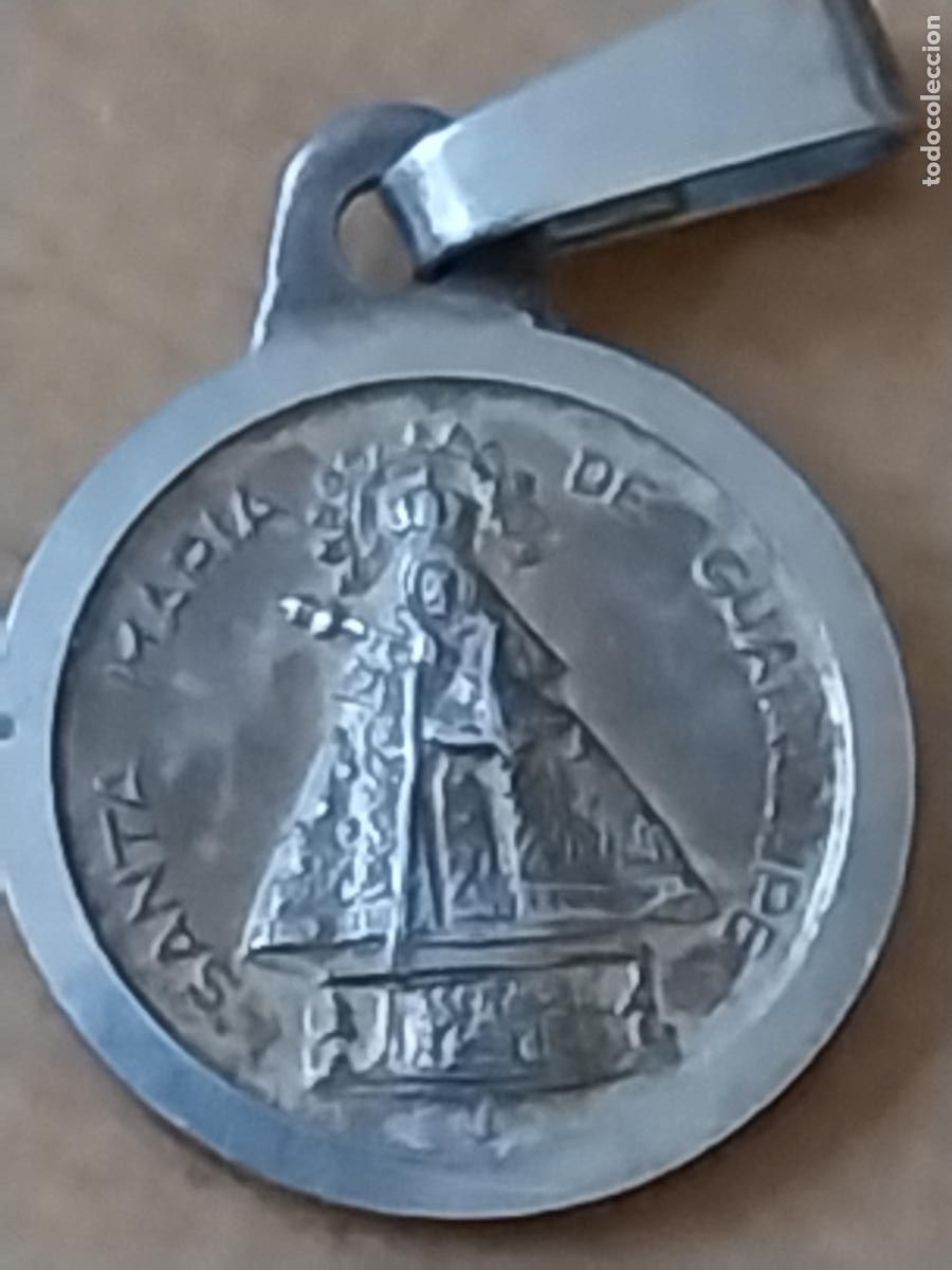 Antig&uuml;edades: VIRGEN GUADALUPE SANTA MARIA DORSO SAGRADO CORAZON JESUS MEDALLA METAL MINIATURA 1.2CM VINTAGE