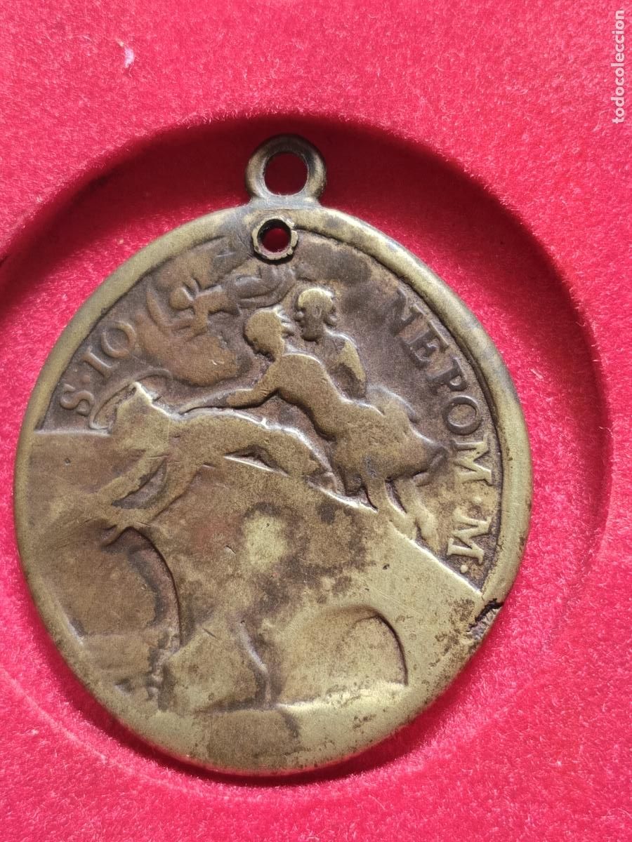 Antig&uuml;edades: MEDALLA RELIGIOSA ANTIGUA DE SAN JUAN DE NEPOMUCENO