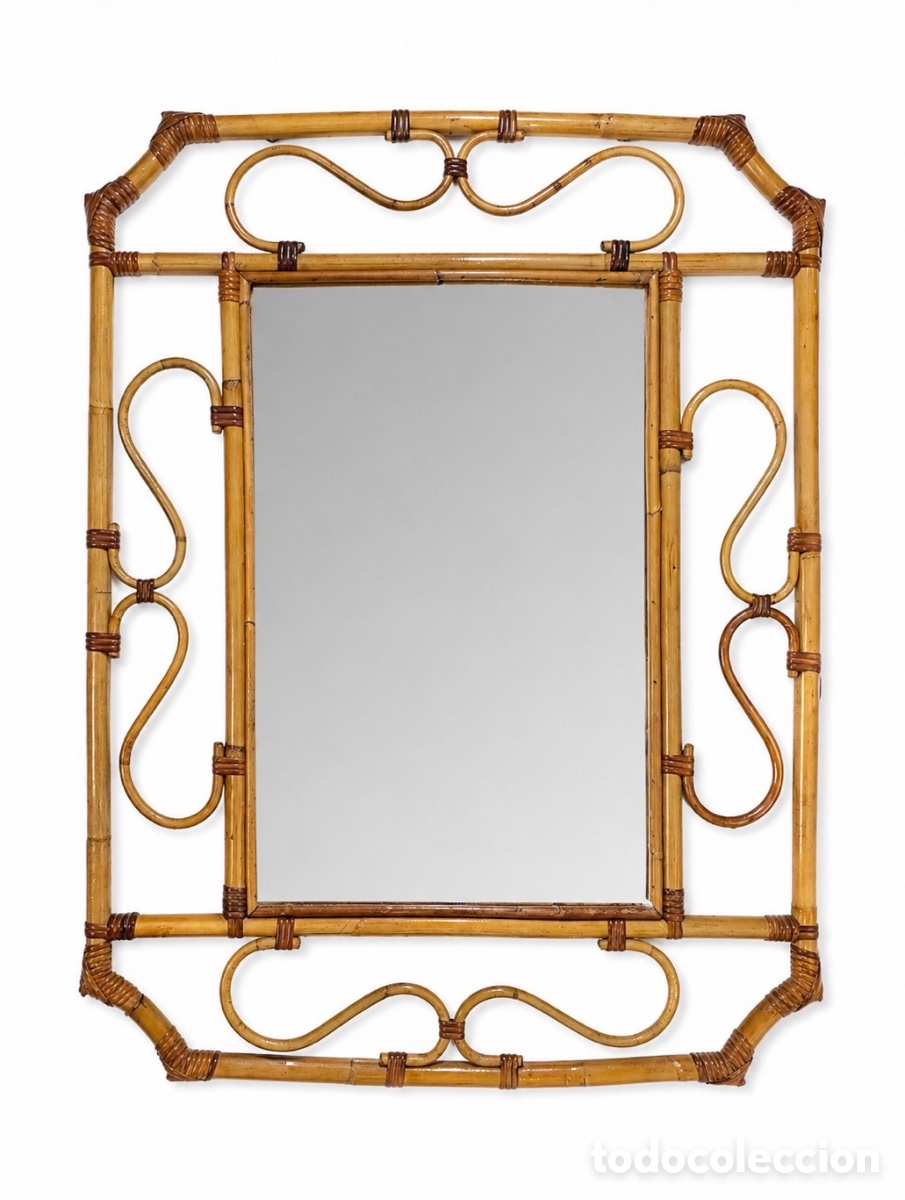 Antig&uuml;edades: ESPEJO CA&Ntilde;A ARTESANAL VINTAGE