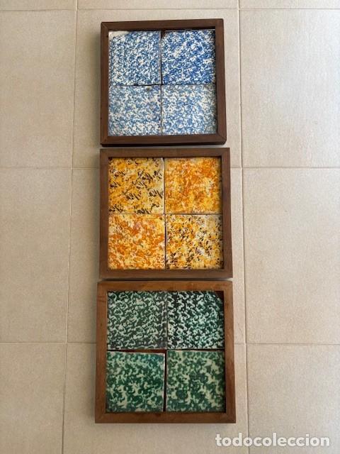 Antig&uuml;edades: CONJUNTO DE TRES QUADROS AZULEJOS CERAMICA DEL XIX