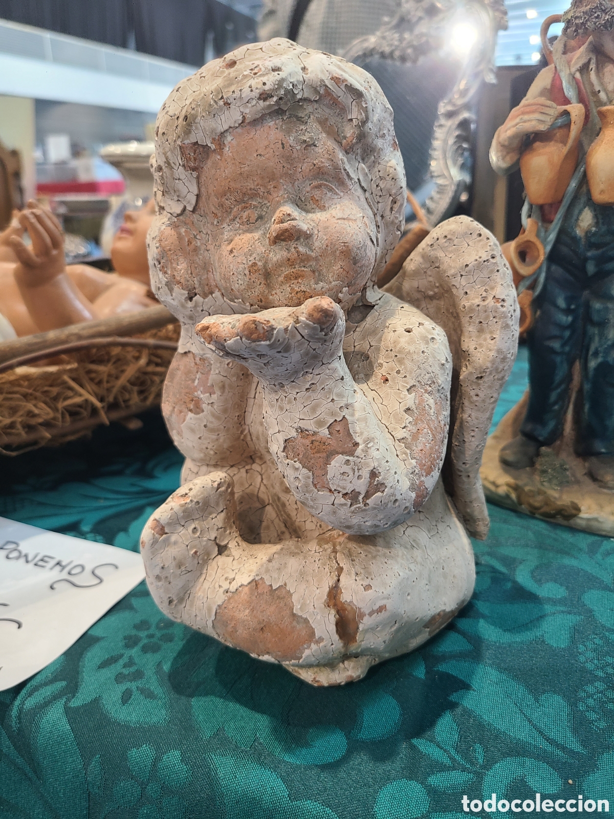 Antig&uuml;edades: Angelito de terracota sentado - Foto 1