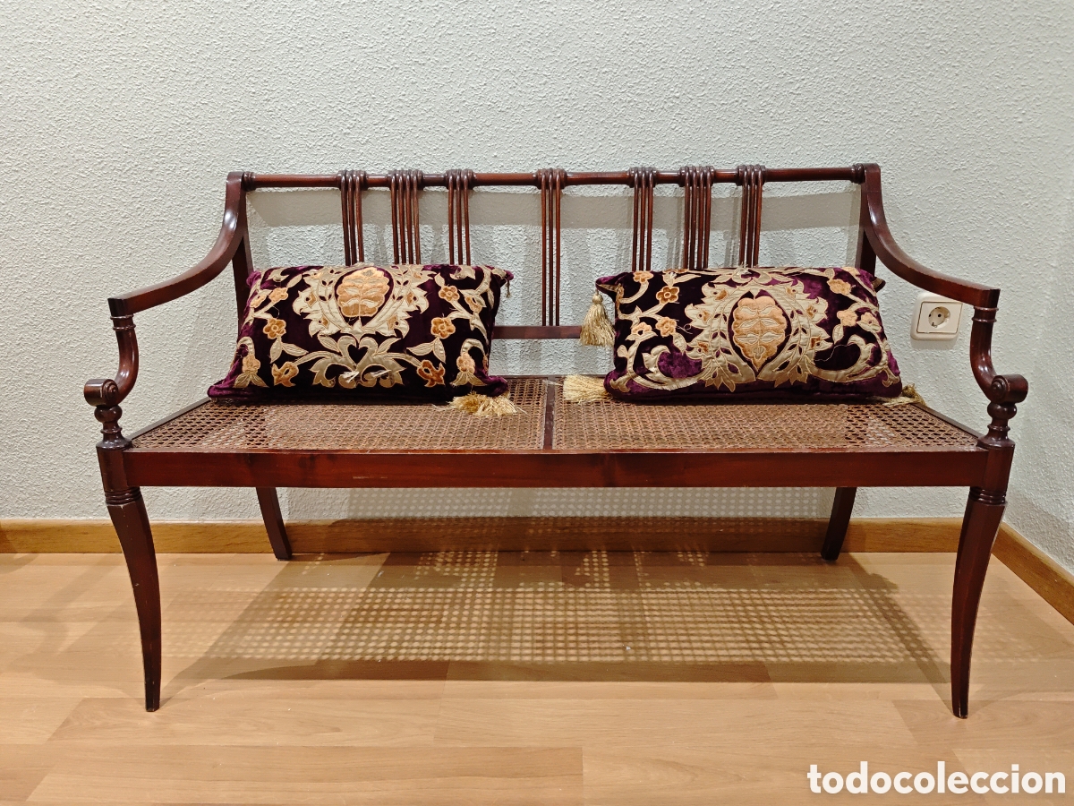 Antig&uuml;edades: Banco de estilo victoriano de madera de caoba