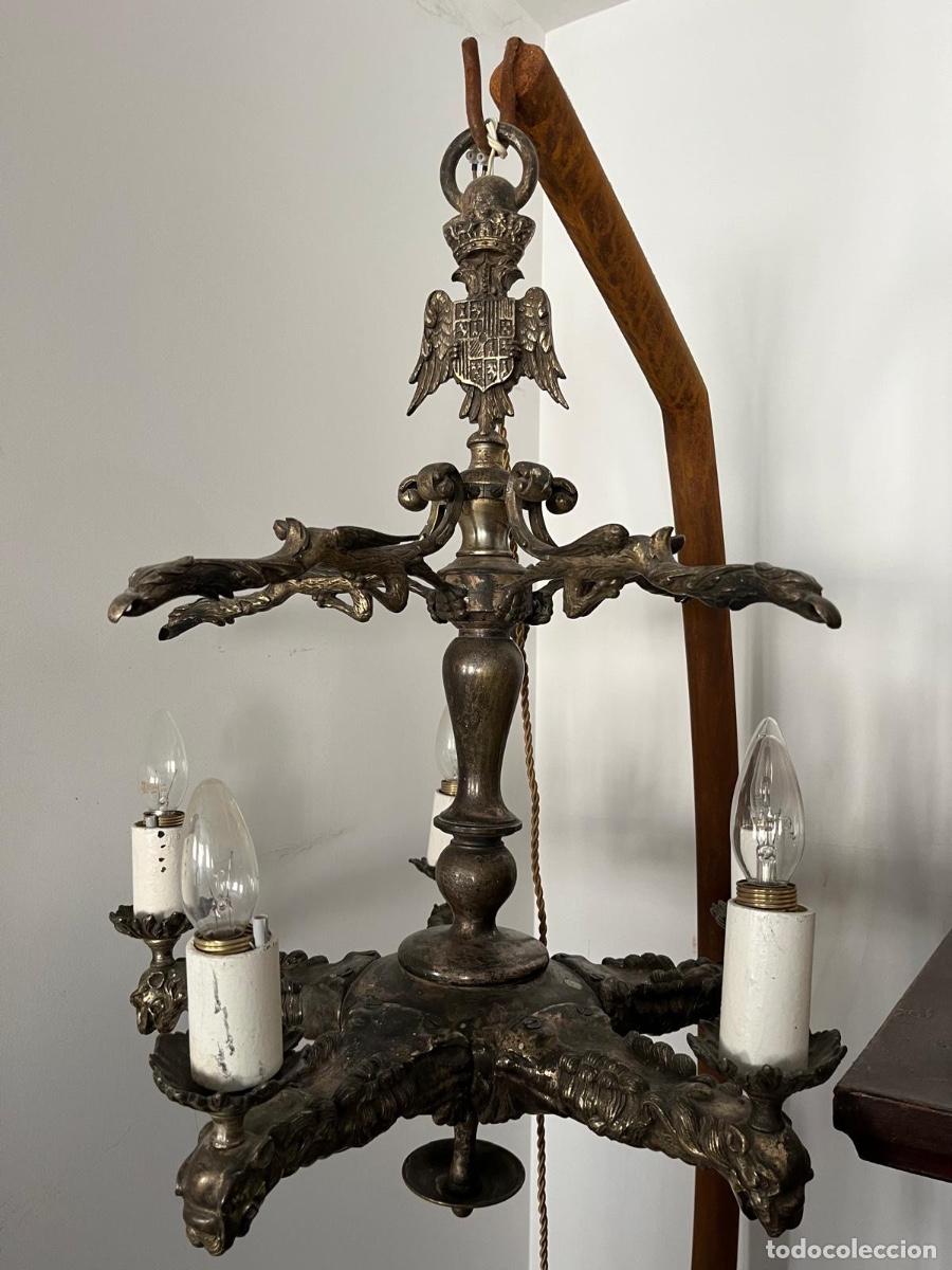 Antiquit&auml;ten: L&aacute;mpara de techo antigua bronce plateado