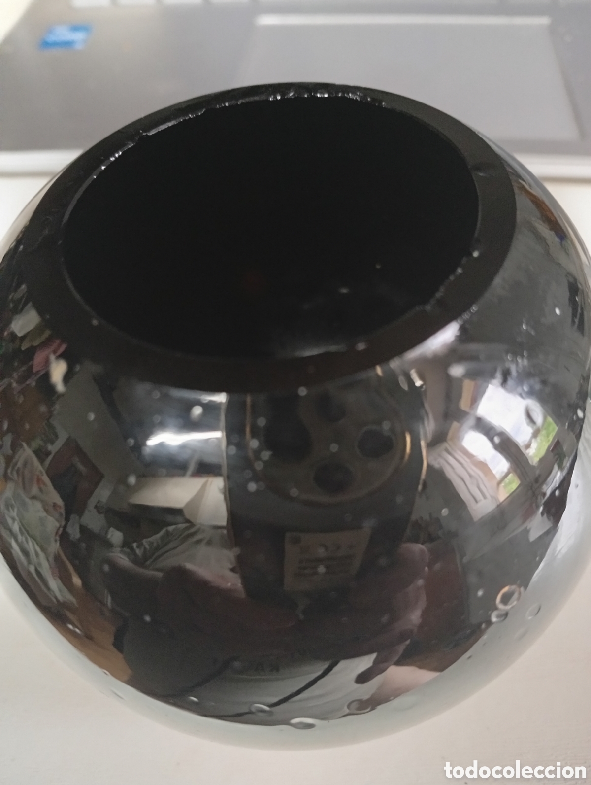 Antig&uuml;edades: Jarron opalina negra art deco