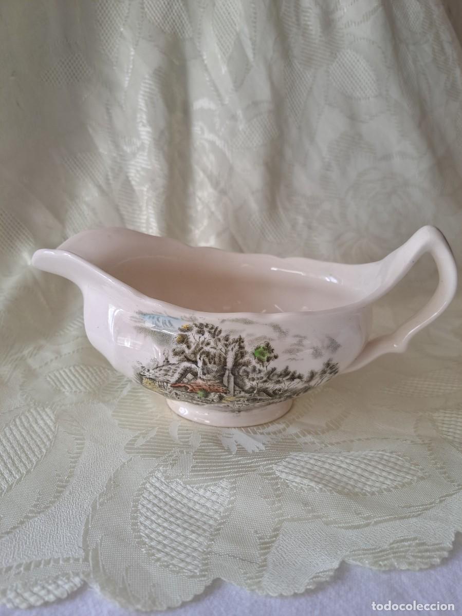 Antig&uuml;edades: Bonita salsera de porcelana Happy England, Johnson Bros