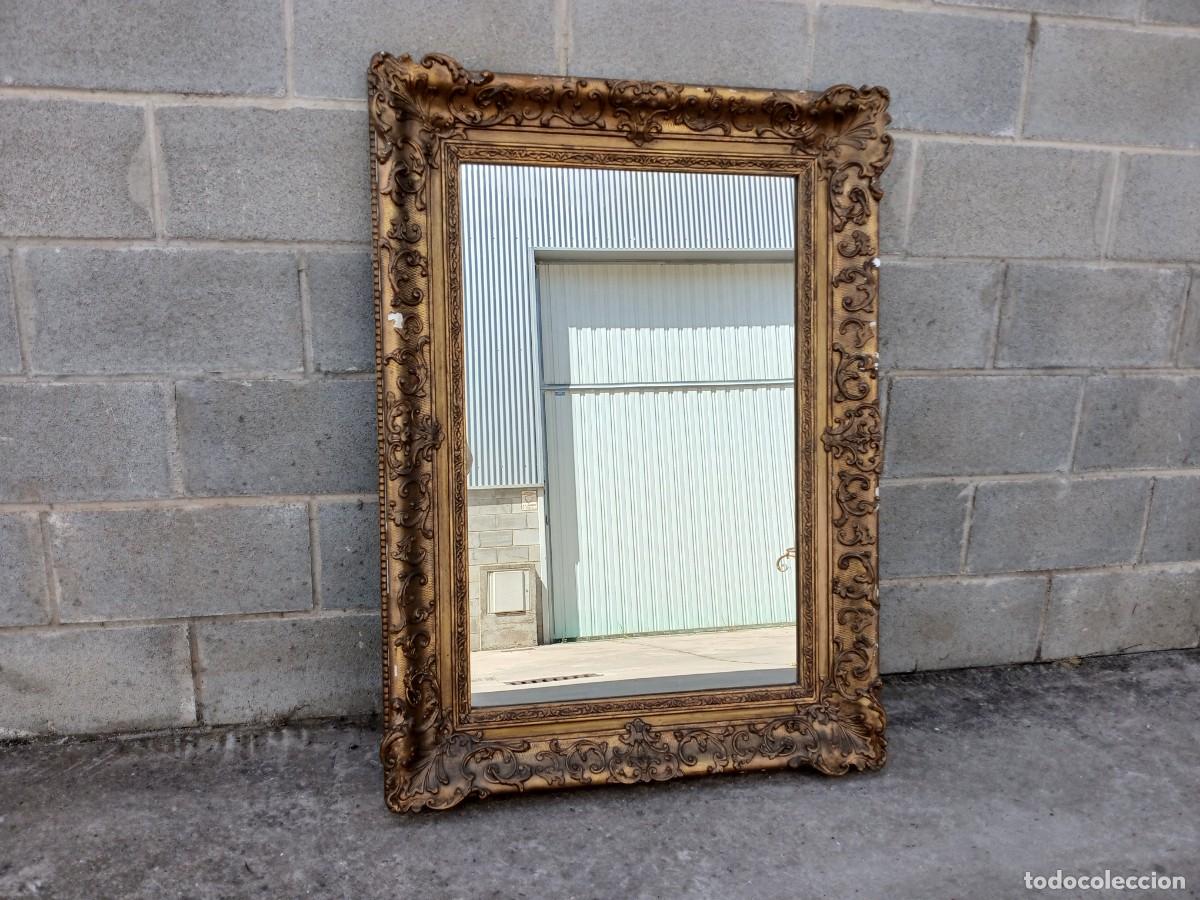 Antig&uuml;edades: Espejo antiguo dorado escayola (100x80). Espejo antiguo estilo Barroco, Isabelino, Luis XV, Luis XVI