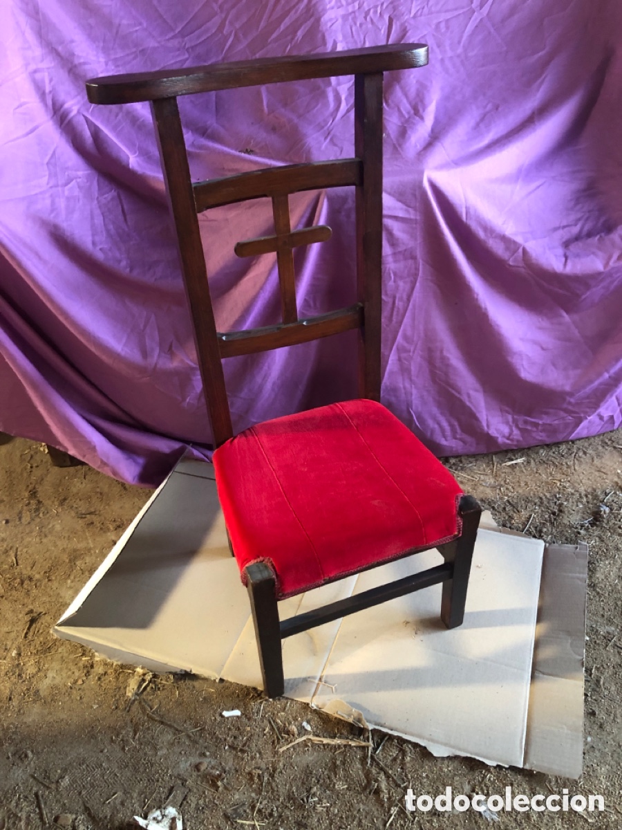 Antig&uuml;edades: ANTIGUO RECLINATORIO SIGLO XIX, MADERA Y TAPICERIA TERCIOPELO.