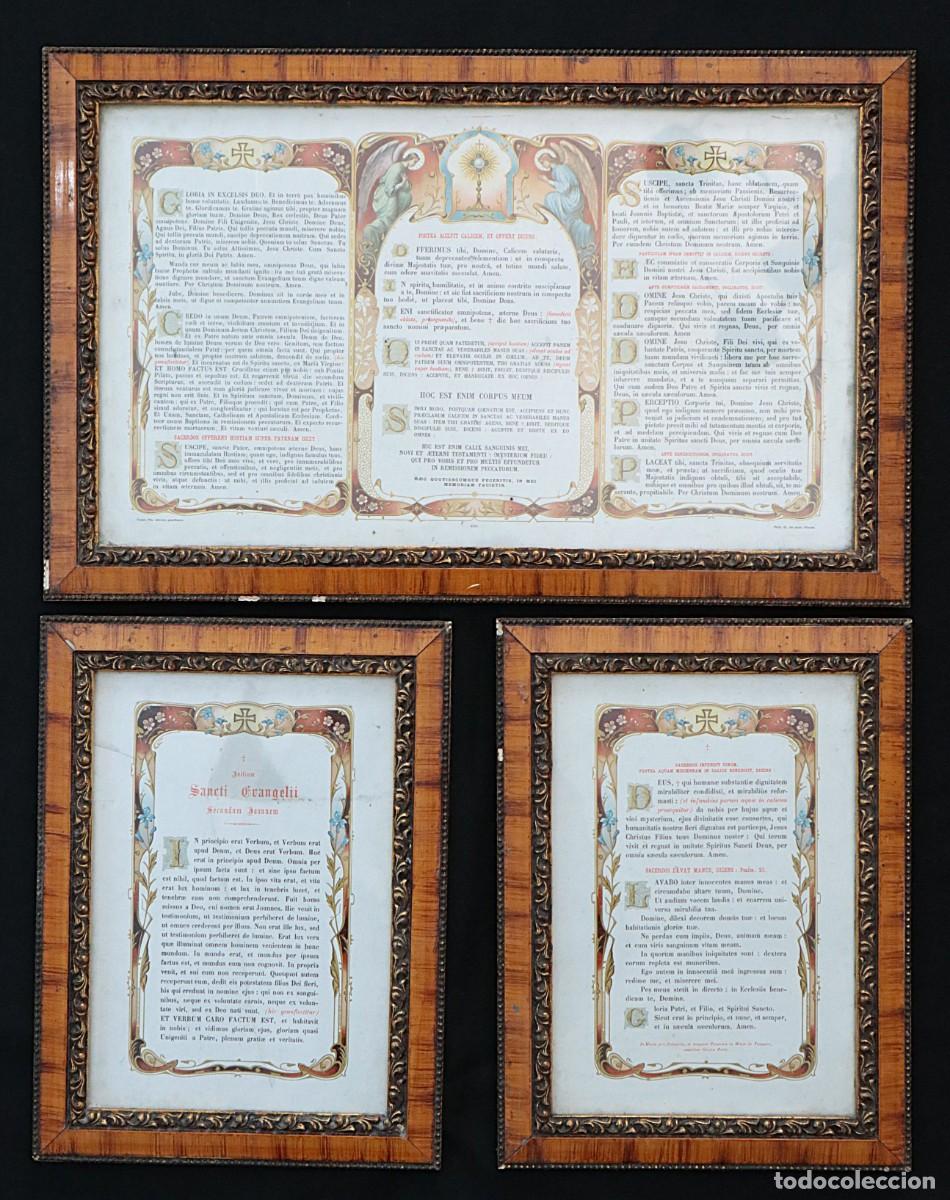 Antig&uuml;edades: Tr&iacute;ptico de sacras elaborado en madera y cristal. Pps. S. XX.