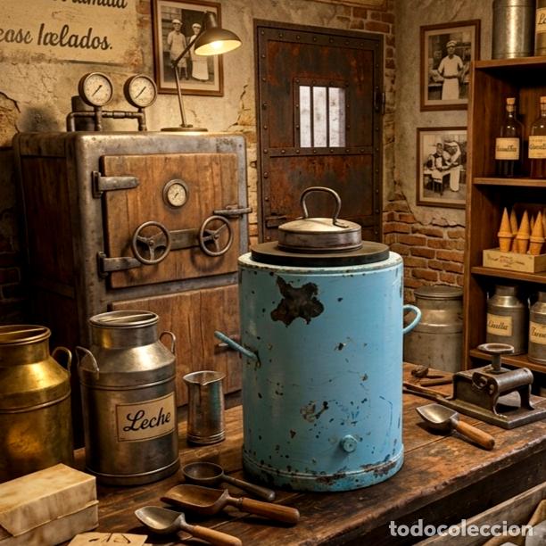 Antig&uuml;edades: Heladera antigua met&aacute;lico pesado industrial ELMA