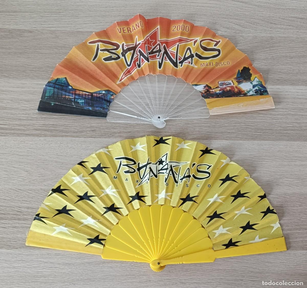 Antig&uuml;edades: Lote 2 Abanicos Discoteca BANANAS Maxi Disco, El Roman&iacute;, Valencia, Verano 2000