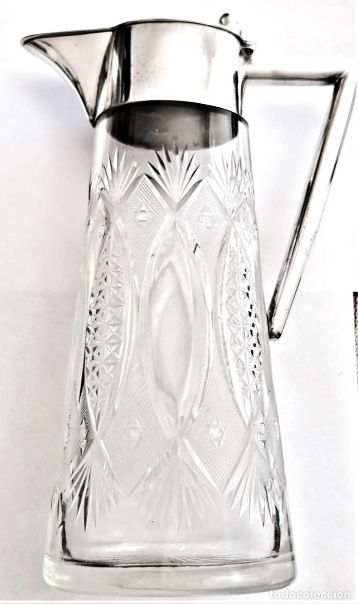 Antig&uuml;edades: JARRA DE PLATA Y CRISTAL DE BOHEMIA - MARCA CHECOESLOVACA - CABEZA CON N&deg; 3 - 1922-1929 - TITULO 800