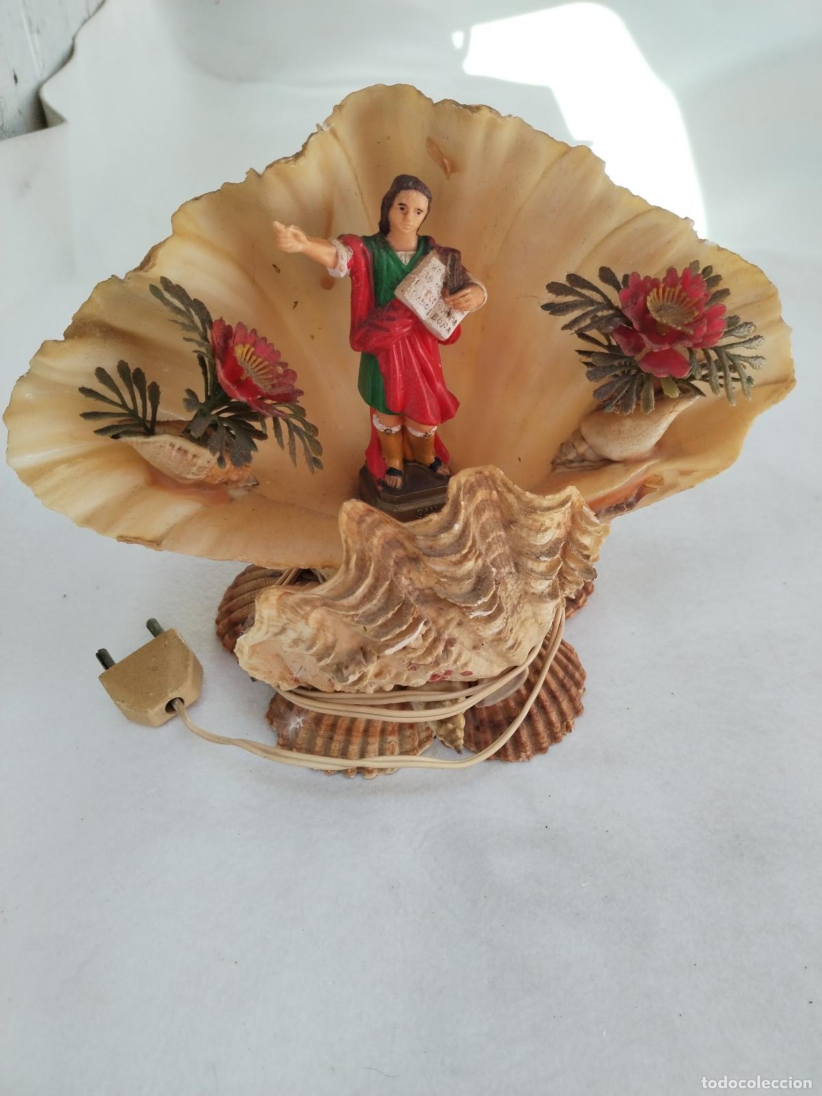 Antig&uuml;edades: san pancracio lampara de conchas - Foto 1
