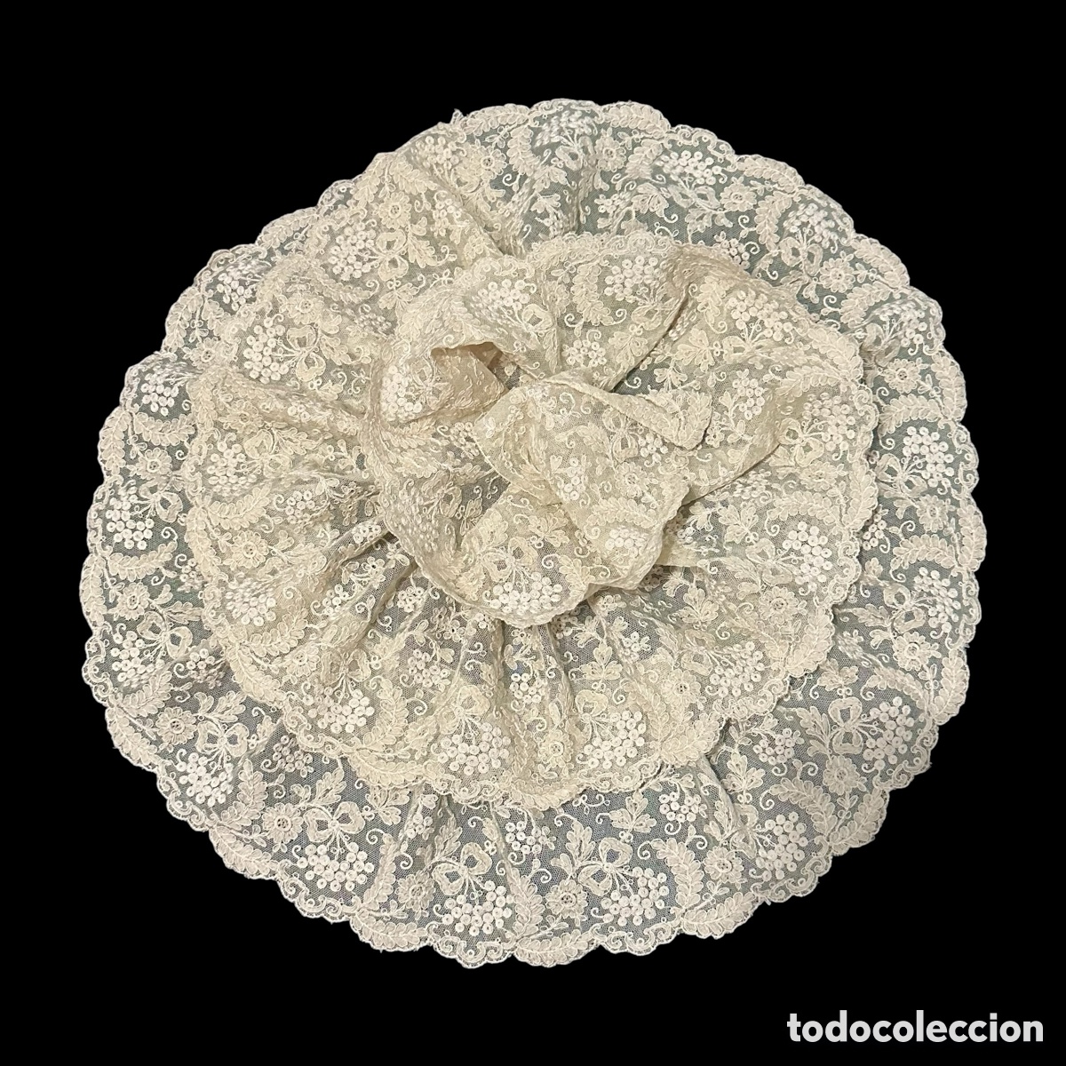 Antig&uuml;edades: Precioso encaje de tul bordado antiguo