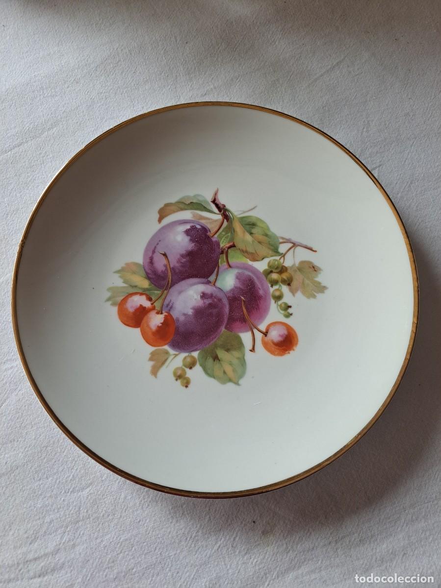 Antig&uuml;edades: Bonito plato de porcelana de postre, frutas, Fabrik M&uuml;nchen-Schwaben A.-G.