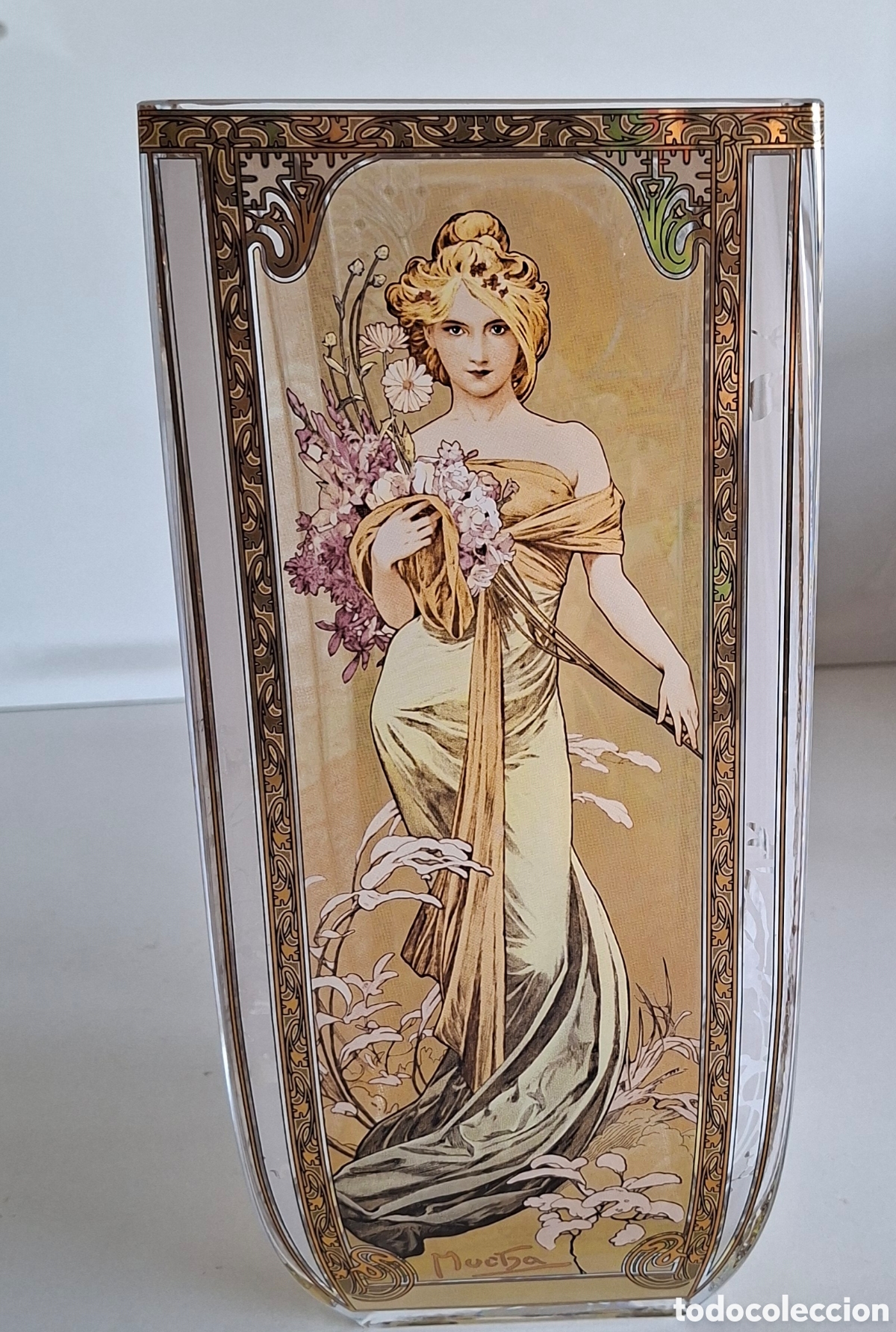 Antig&uuml;edades: JARR&Oacute;N FLORERO CRISTAL ALPHONSHE MUCHA las 4 estaciones