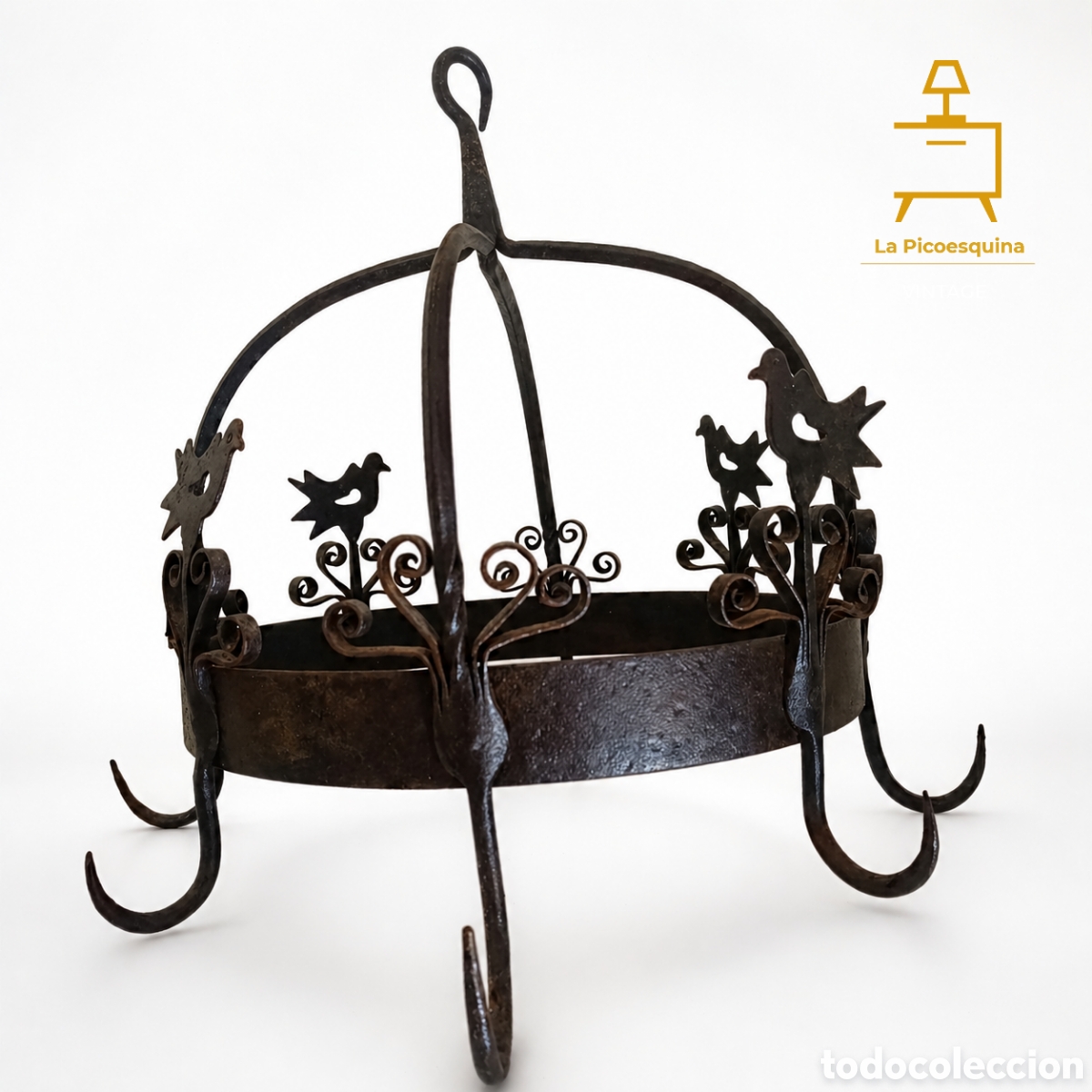 Antig&uuml;edades: Colgador franc&eacute;s S XIX para carnes y embutidos