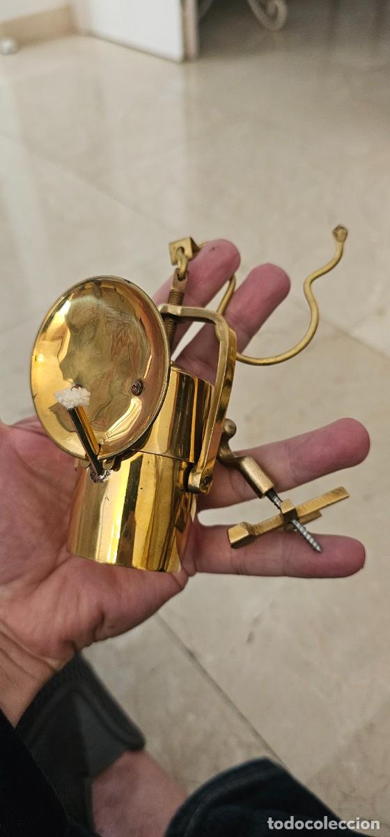 Antig&uuml;edades: Preciosa miniatura lampara minero bronce