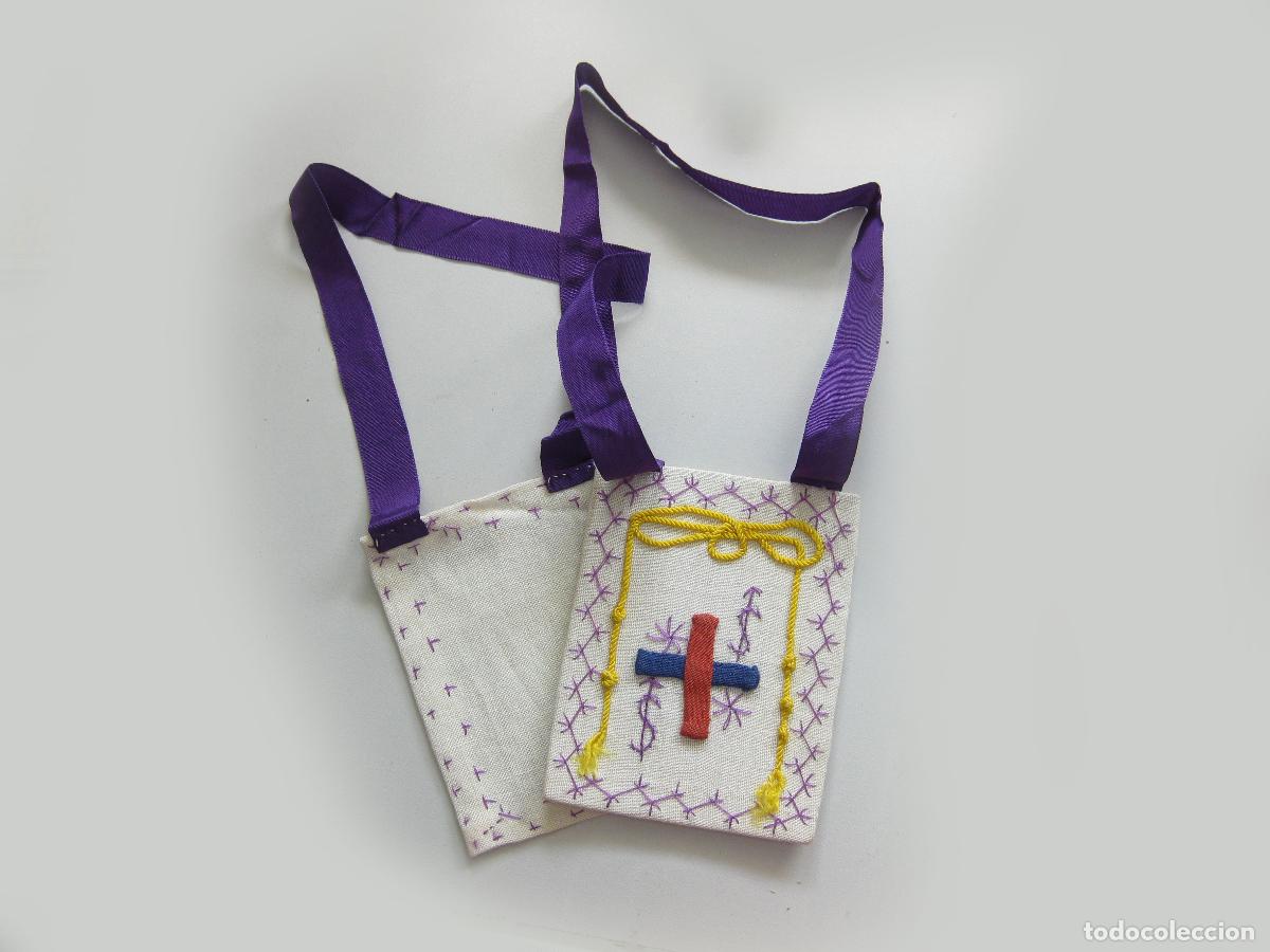 Antig&uuml;edades: ANTIGUO ESCAPULARIO BORDADO DE LA CONGREGACI&Oacute;N RELIGIOSA DE LOS TRINITARIOS. ORDEN TRINITARIA