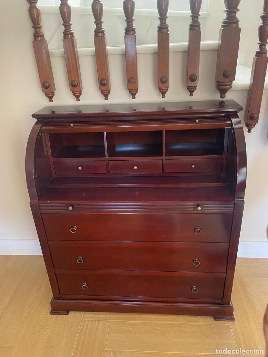 Antig&uuml;edades: Escritorio Secreter Victoriano con Tapa de Rodillo - Mueble Antiguo de &Eacute;poca