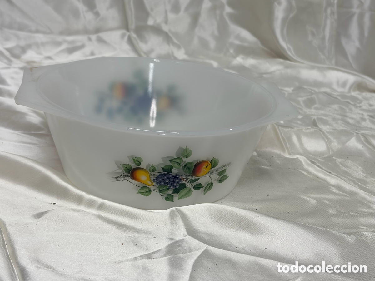 Antig&uuml;edades: Antigua fuente redonda Arcopal Fruits de France 19 cm