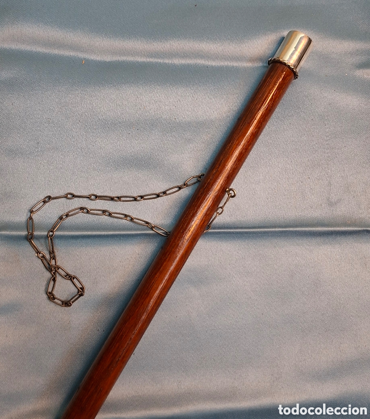 Antig&uuml;edades: Bast&oacute;n de madera y plata para montar