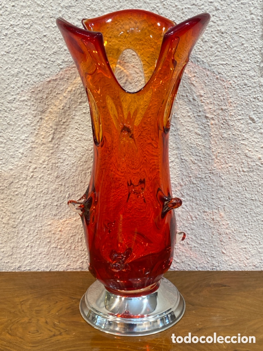 Antig&uuml;edades: Murano Vidrio Jarron Vintage Espectacular Gran tama&ntilde;o