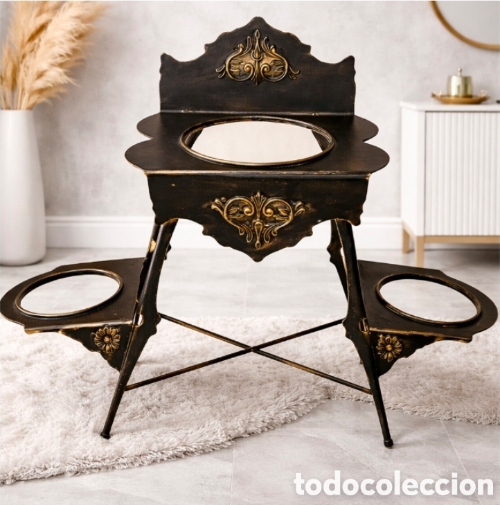 Antig&uuml;edades: Macetero forja oro envejecido