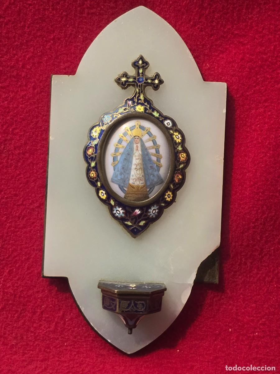 Antig&uuml;edades: BENDITERA DE METAL CON ESMALTE