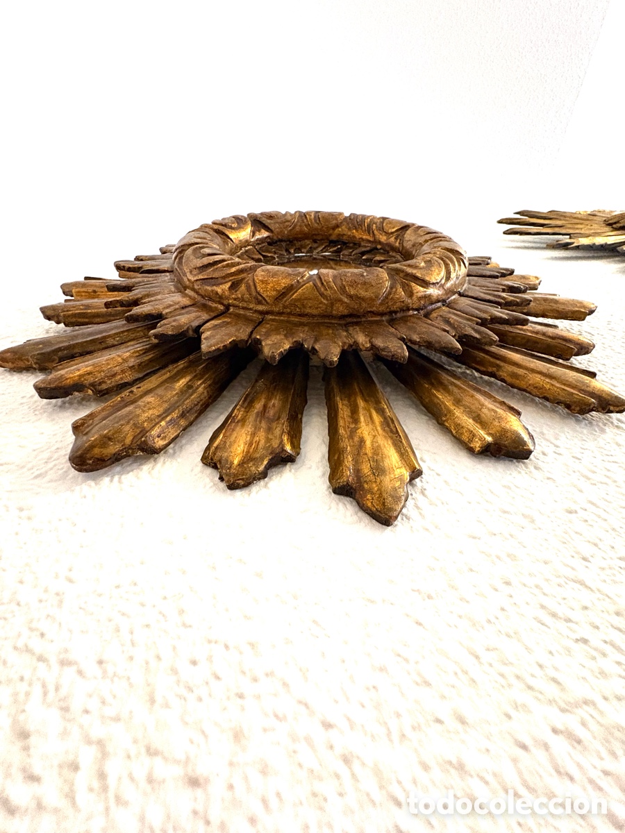 Antig&uuml;edades: ESPEJO SOL MADERA DORADO - Foto 4