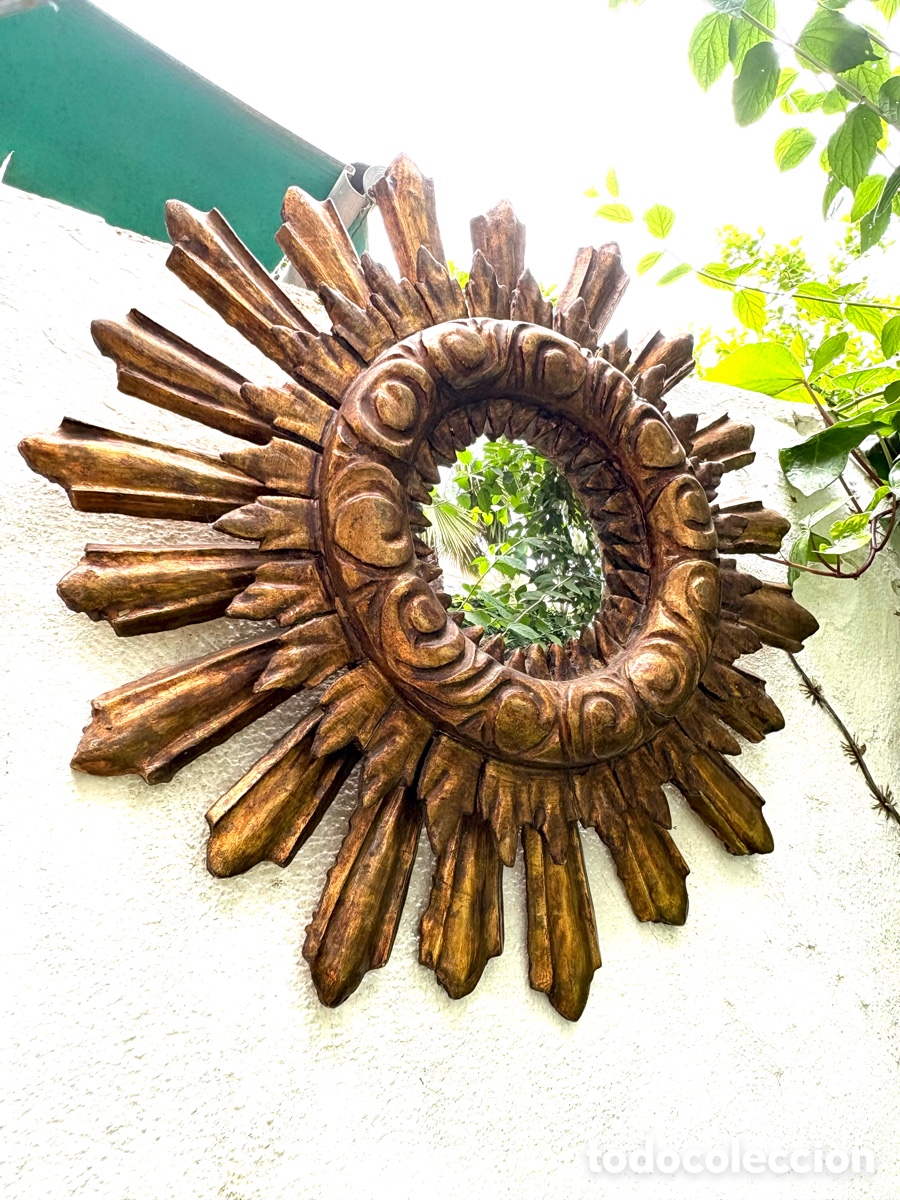 Antig&uuml;edades: ESPEJO SOL MADERA DORADO - Foto 6