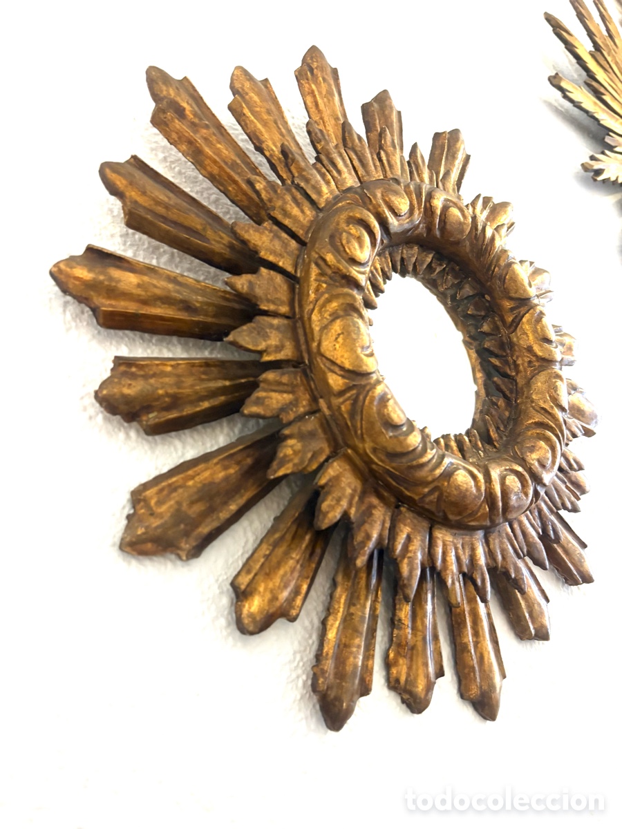 Antig&uuml;edades: ESPEJO SOL MADERA DORADO - Foto 7