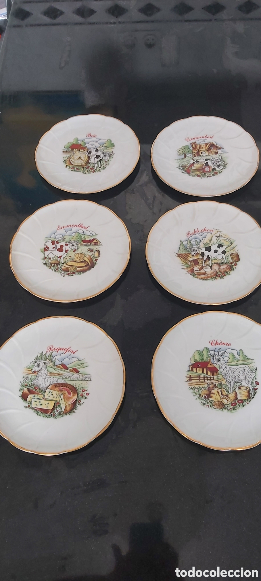 Antig&uuml;edades: Lote 6 platos antiguos queso porcelana Limoges