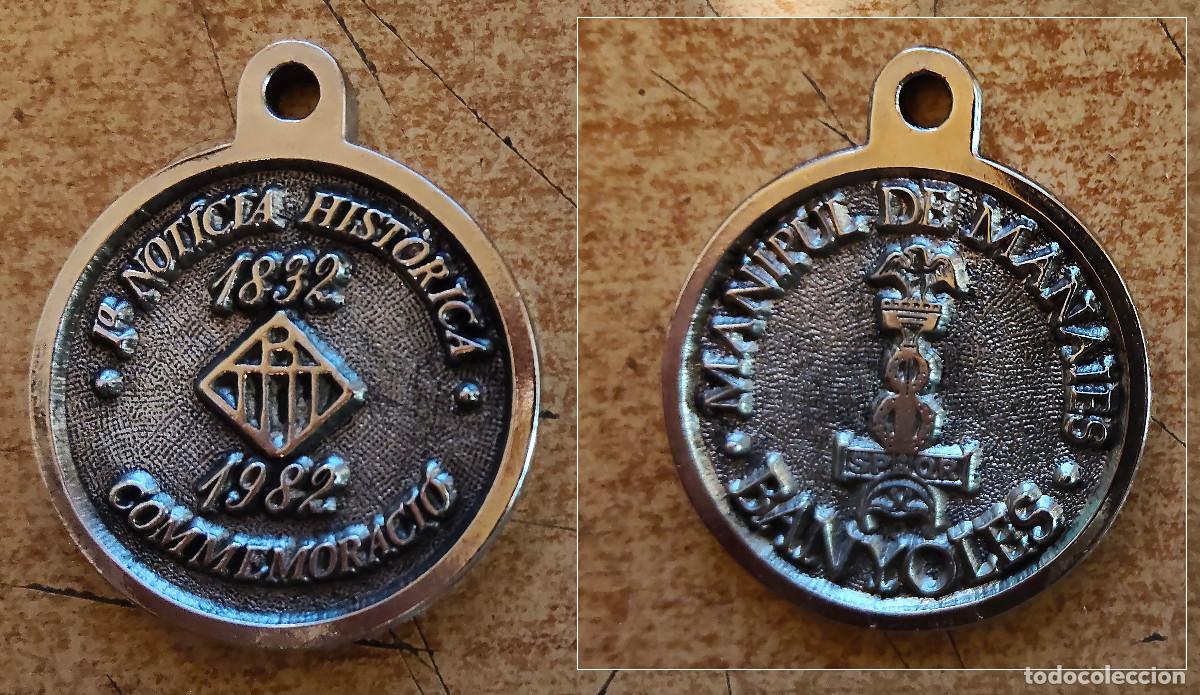 Antig&uuml;edades: medalla conmemorativa man&iacute;pul manaies de banyoles - banyada en plata