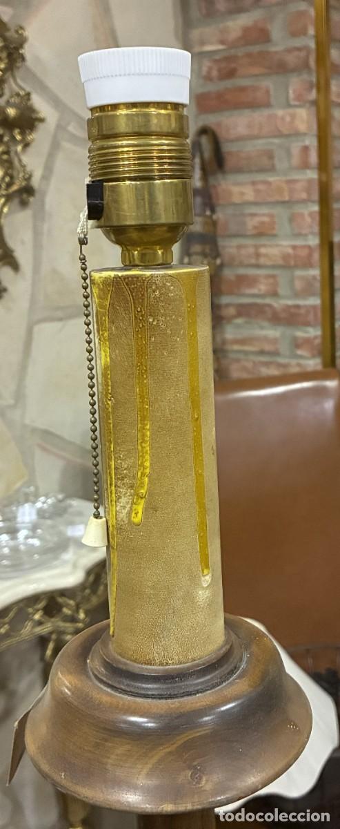 Antig&uuml;edades: L&Aacute;MPARA DE PIE MADERA BRONCES - Foto 5