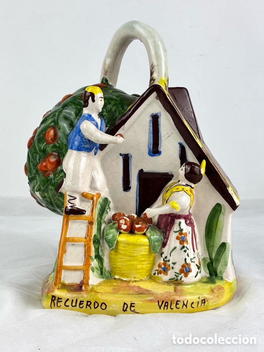Antiques: BOTIJO CER&Aacute;MICA VIDRIADA - RECUERDO DE VALENCIA