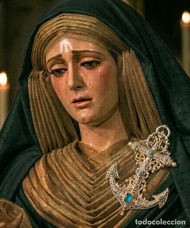 Antig&uuml;edades: espectacular tocado rostrillo para virgen de la esperanza de vestir, gasa cristal verde tornasol