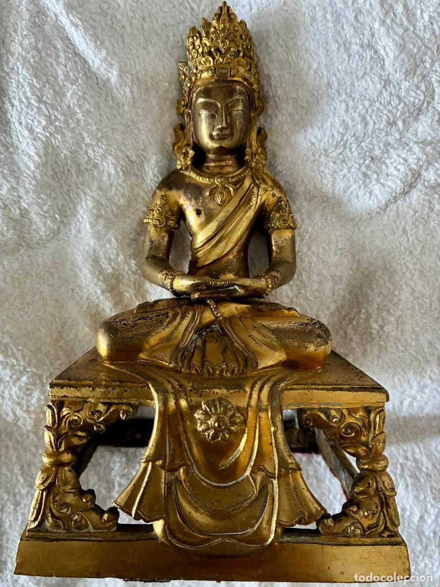 Antig&uuml;edades: figura de buda de bronce &rdquo;Amitayus&rdquo;