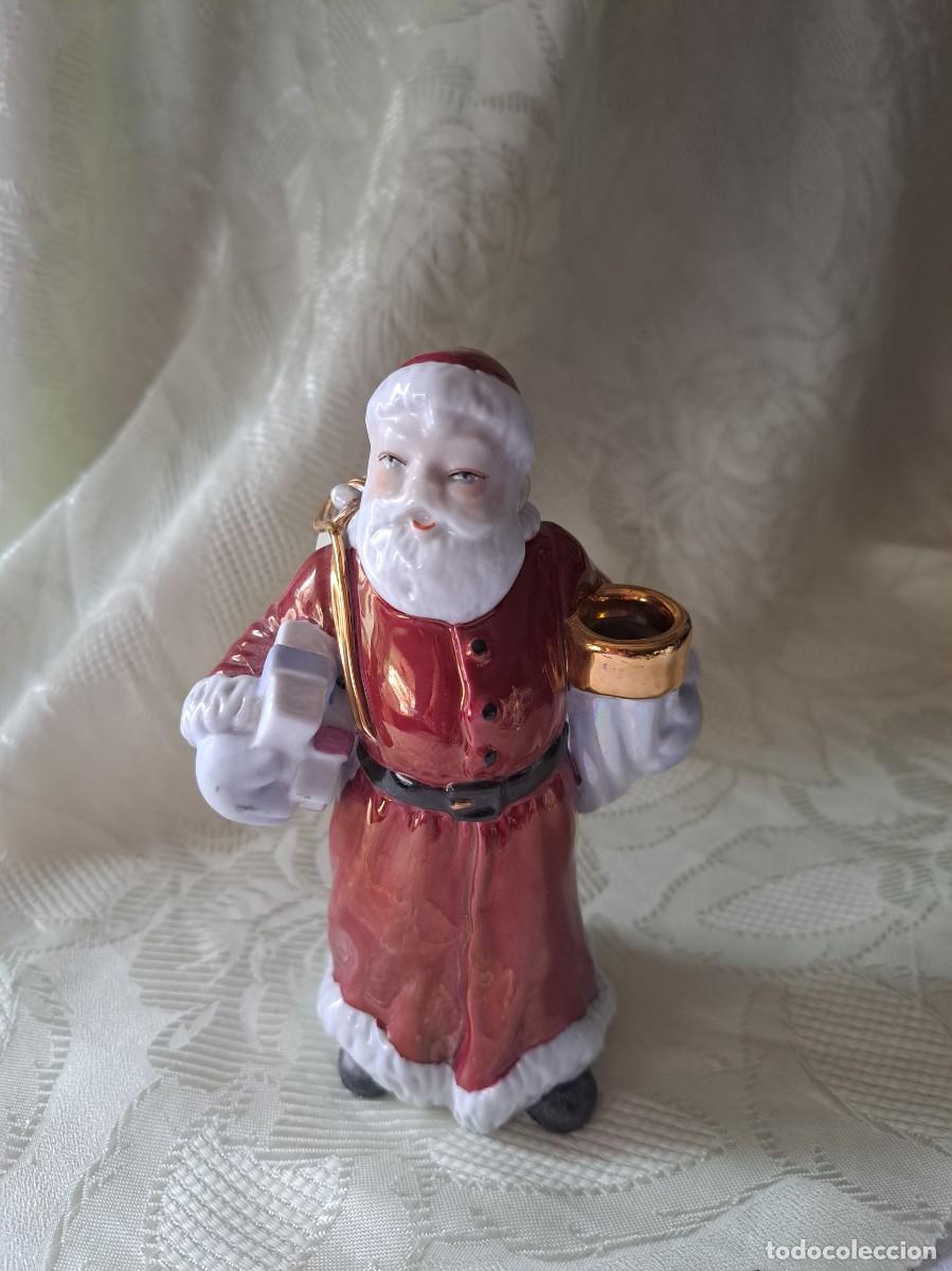 Antig&uuml;edades: Figura Porta velas papa Noel de porcelana Apulum Lucru Șt. Nick Rumano del Viejo Mundo