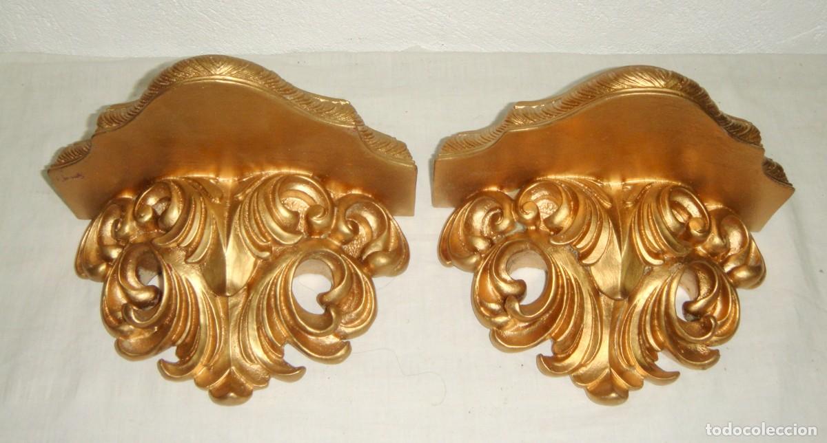 Antiques: Pareja de m&eacute;nsulas o peanas doradas &middot; Estilo Barroco