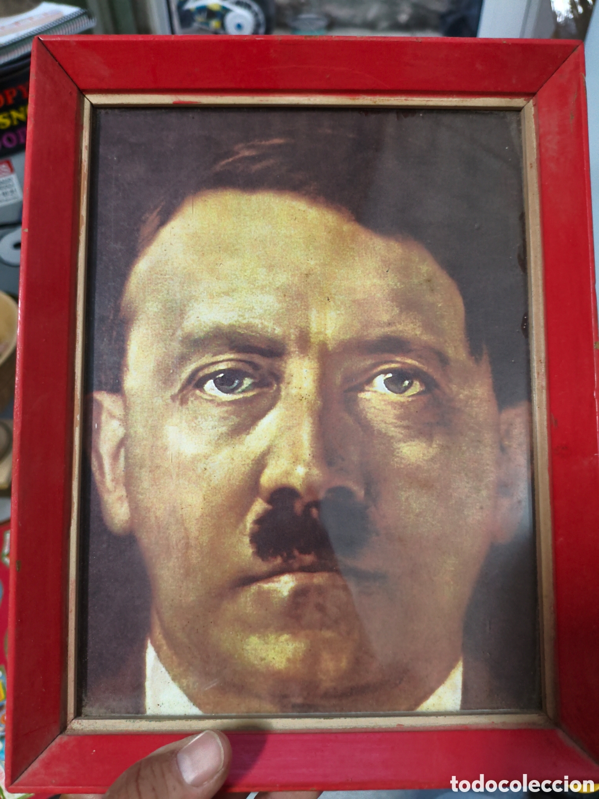 Antig&uuml;edades: Cuadro Hitler con marco madera maciza