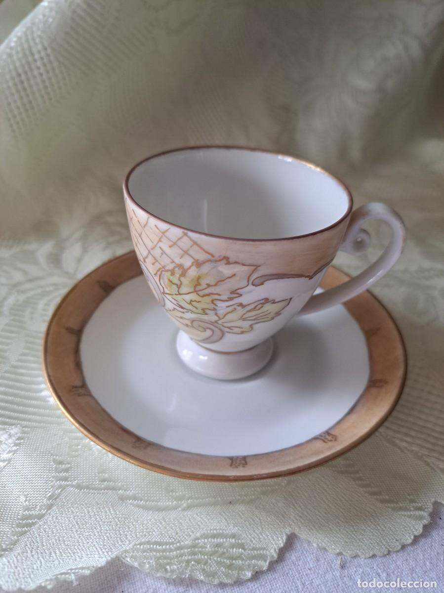 Antig&uuml;edades: Precioso solitario de caf&eacute; de porcelana K&ouml;nigl. pr. Tettau Gegr 1794, pintado a mano.