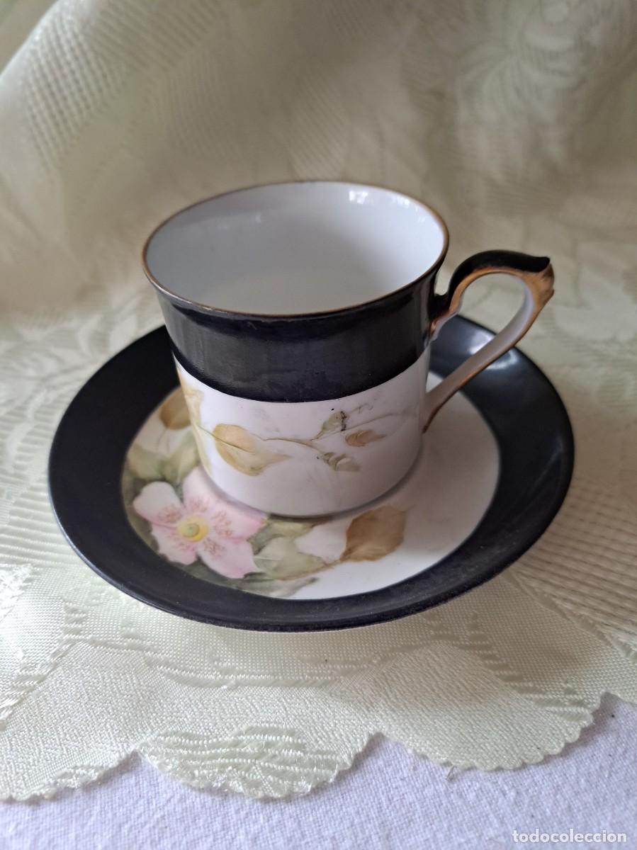 Antig&uuml;edades: Precioso solitario de caf&eacute; de porcelana K&ouml;nigl. pr. Tettau Gegr 1794, pintado a mano.