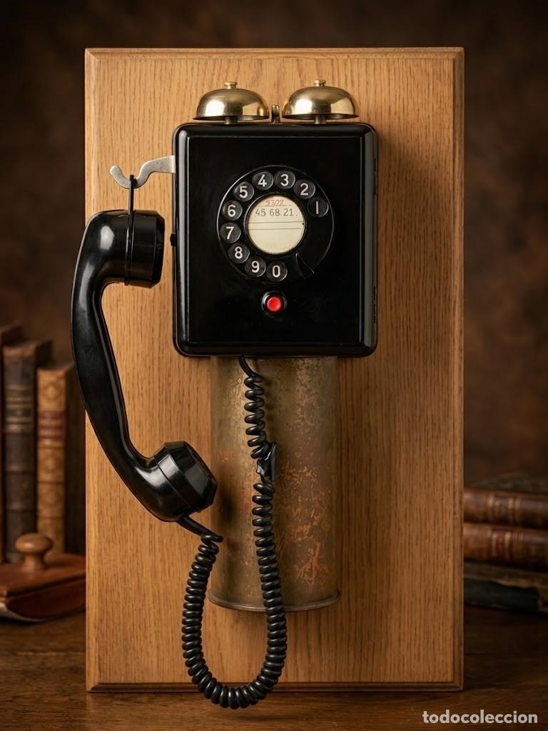 Antig&uuml;edades: Tel&eacute;fono franc&eacute;s de baquelita. Mediados siglo XX.