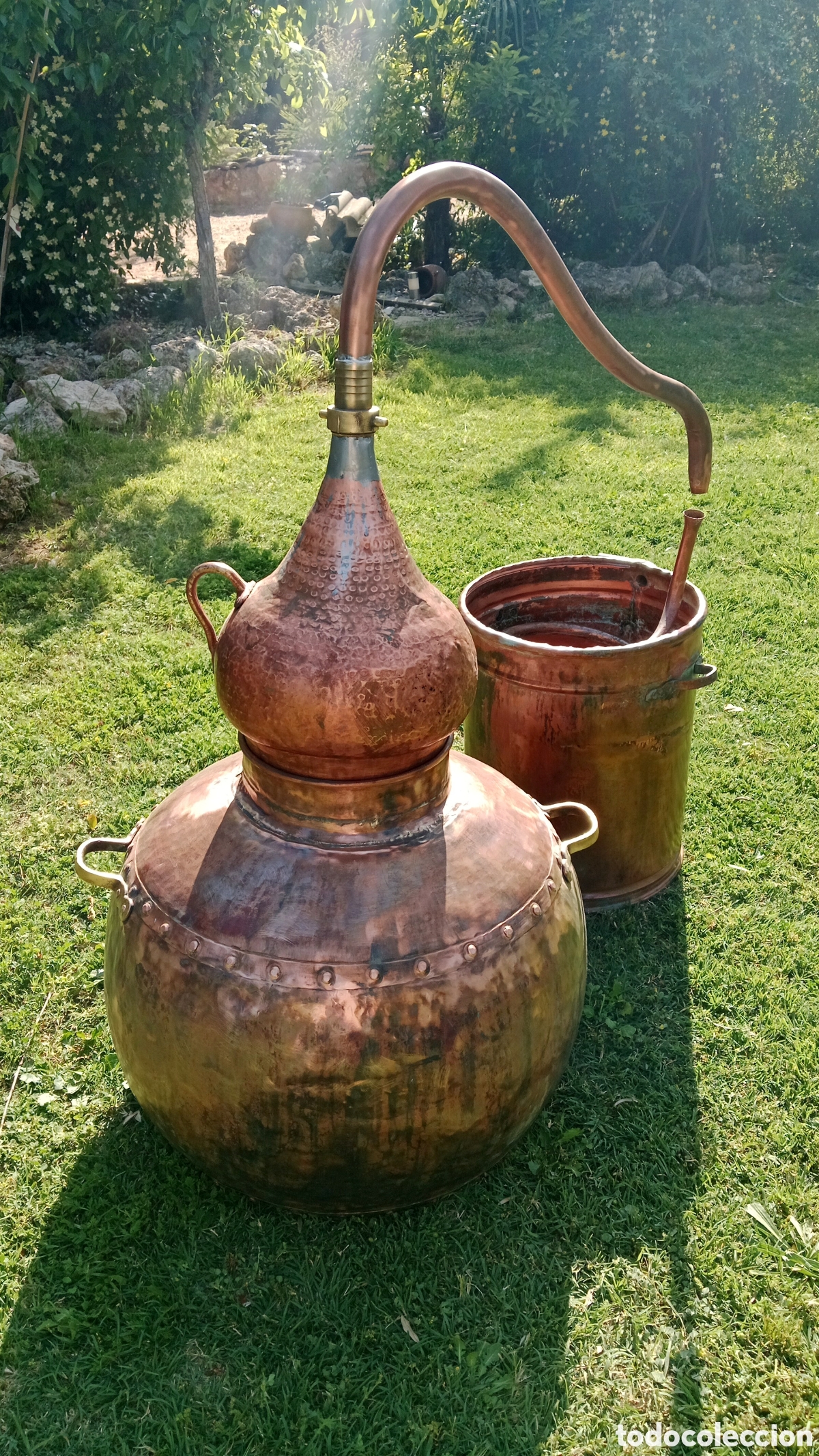Antig&uuml;edades: Alambique Artesanal de Cobre de 100 Litros, Tama&ntilde;o GIGANTE. Destilador Alcohol, Licor, Finca.