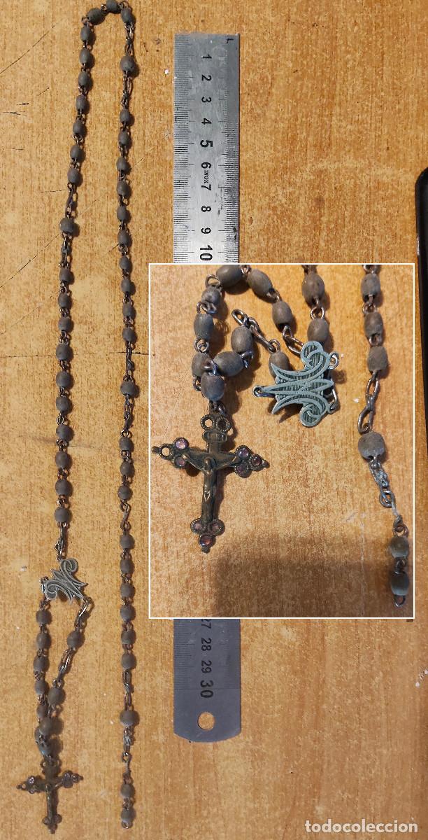 Antig&uuml;edades: ROSARIO muy antiguo Collar - con cruz incrustadas piedras y medallon de plata