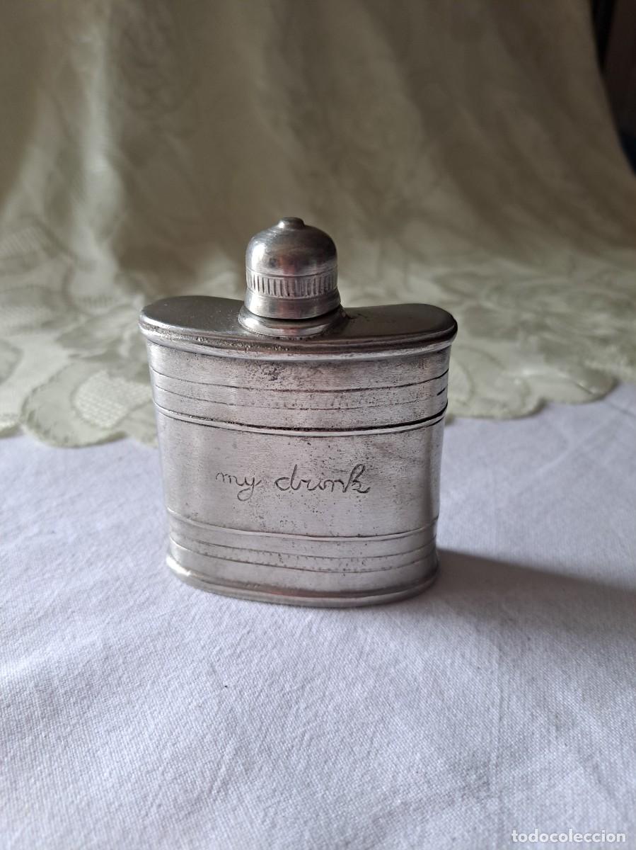 Antig&uuml;edades: Antigua petaca de esta&ntilde;o 95%