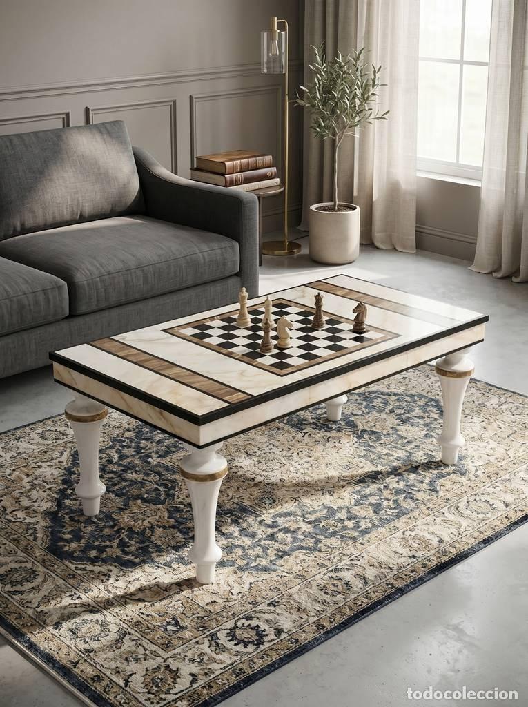 Antig&uuml;edades: MESA DE CENTRO CON AJEDREZ