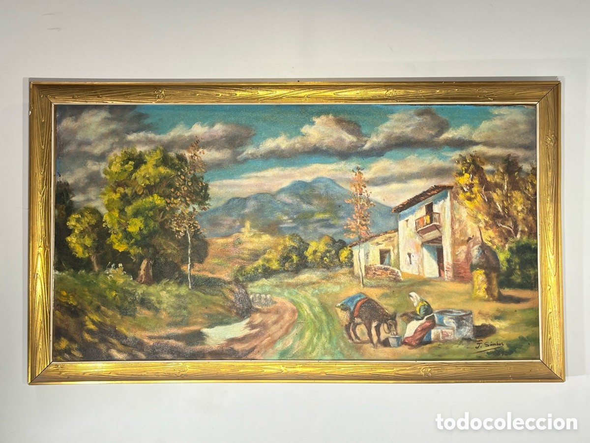 Antig&uuml;edades: Cuadro de paisaje campestre. J.S&aacute;nchez
