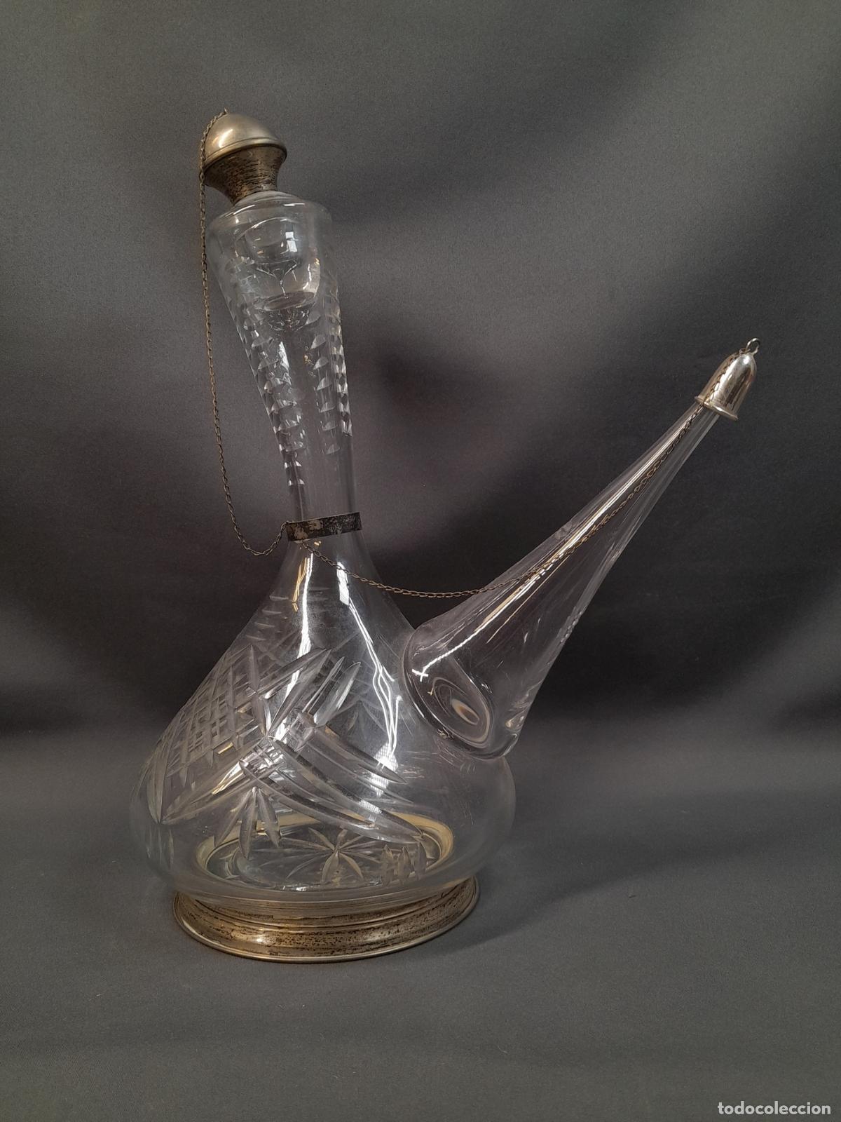 Antig&uuml;edades: PORR&Oacute;N DE MESA EN CRISTAL TALLADO CON MONTURA Y GUARNICIONES DE PLATA. PRINCIPIOS S.XX